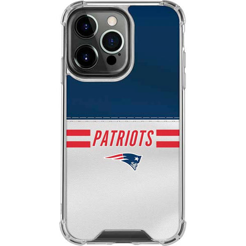 NFL New England Patriots White Striped iPhone 16 Pro Clear Case